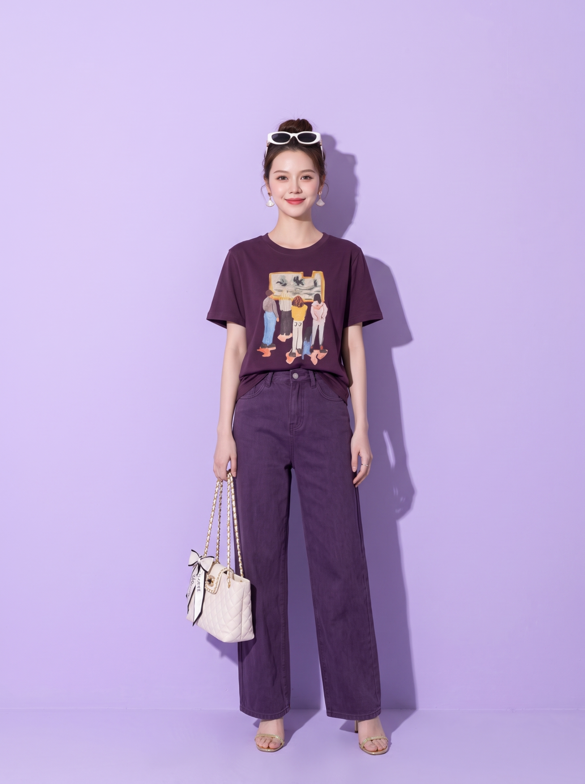 Velvet Plum Set - Set Tử Đinh Hương: Áo Thun S554 + Quần Jean Q388