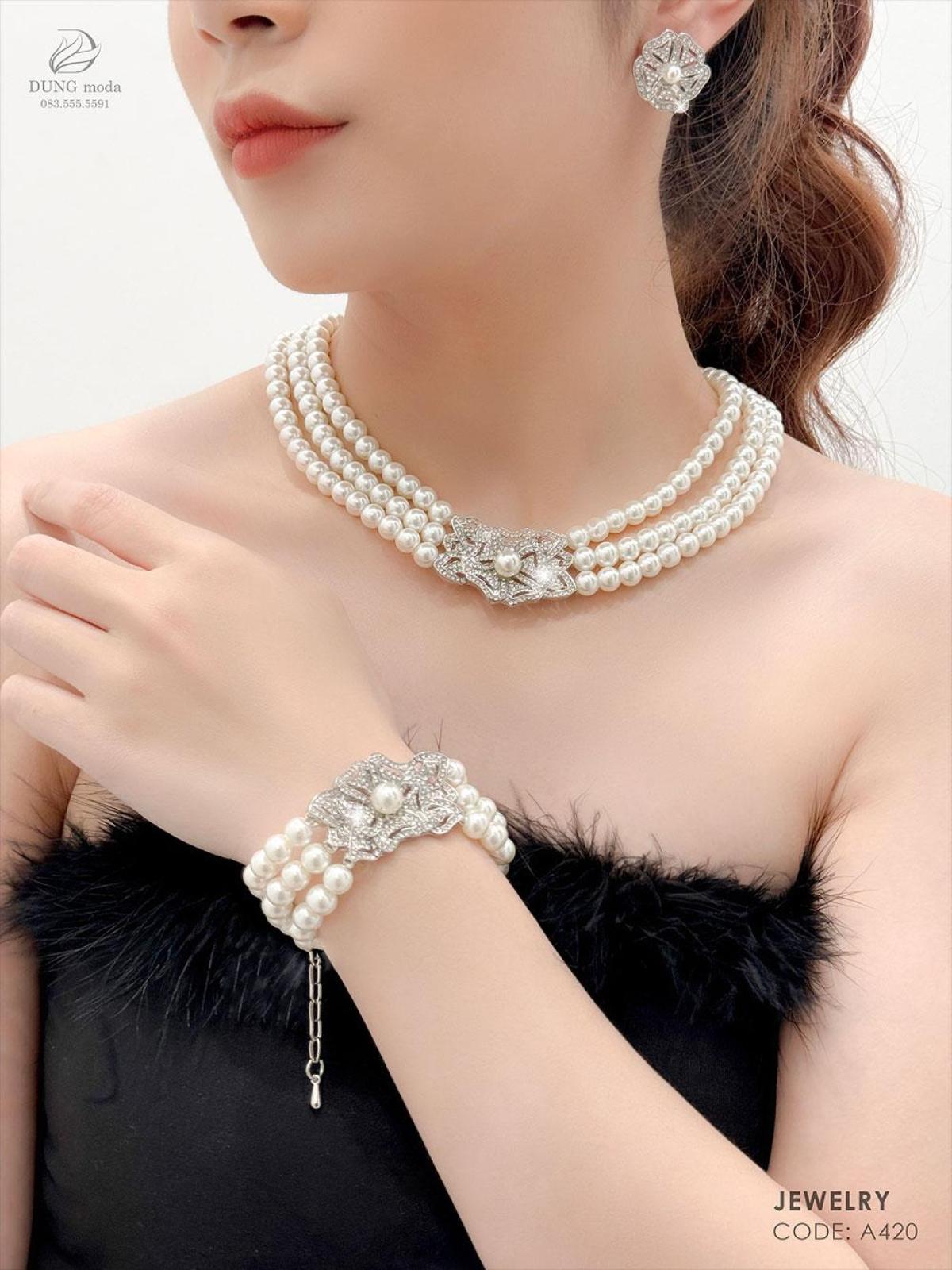 Bộ Trang Sức Ngọc Trai A420, ảnh 1