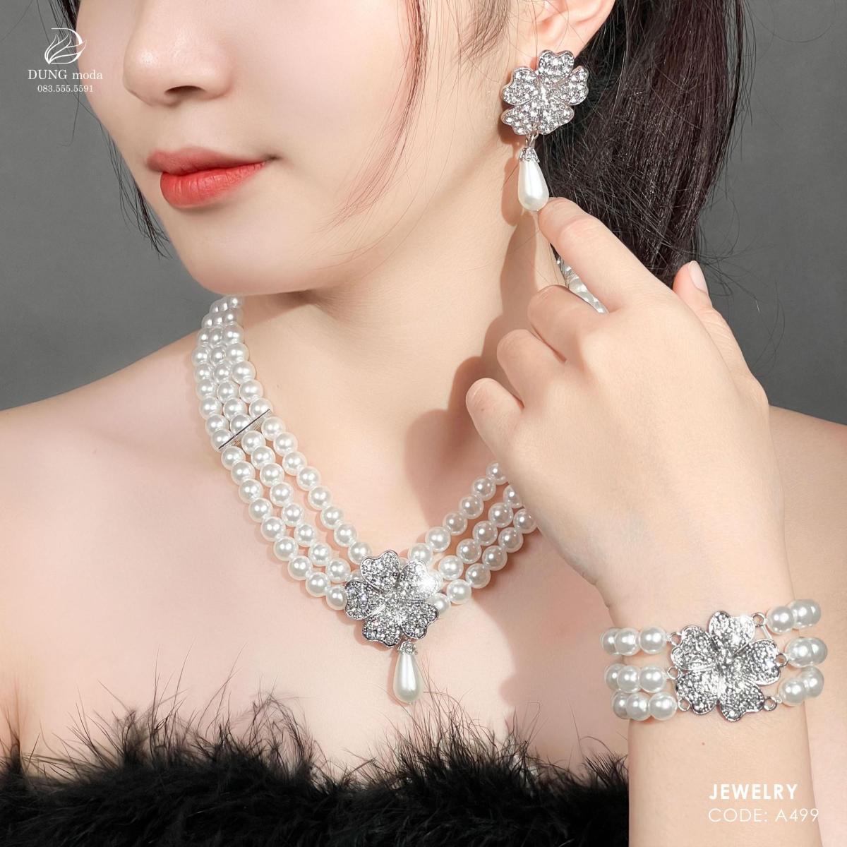 Bộ Trang Sức Ngọc Trai A499, ảnh 4