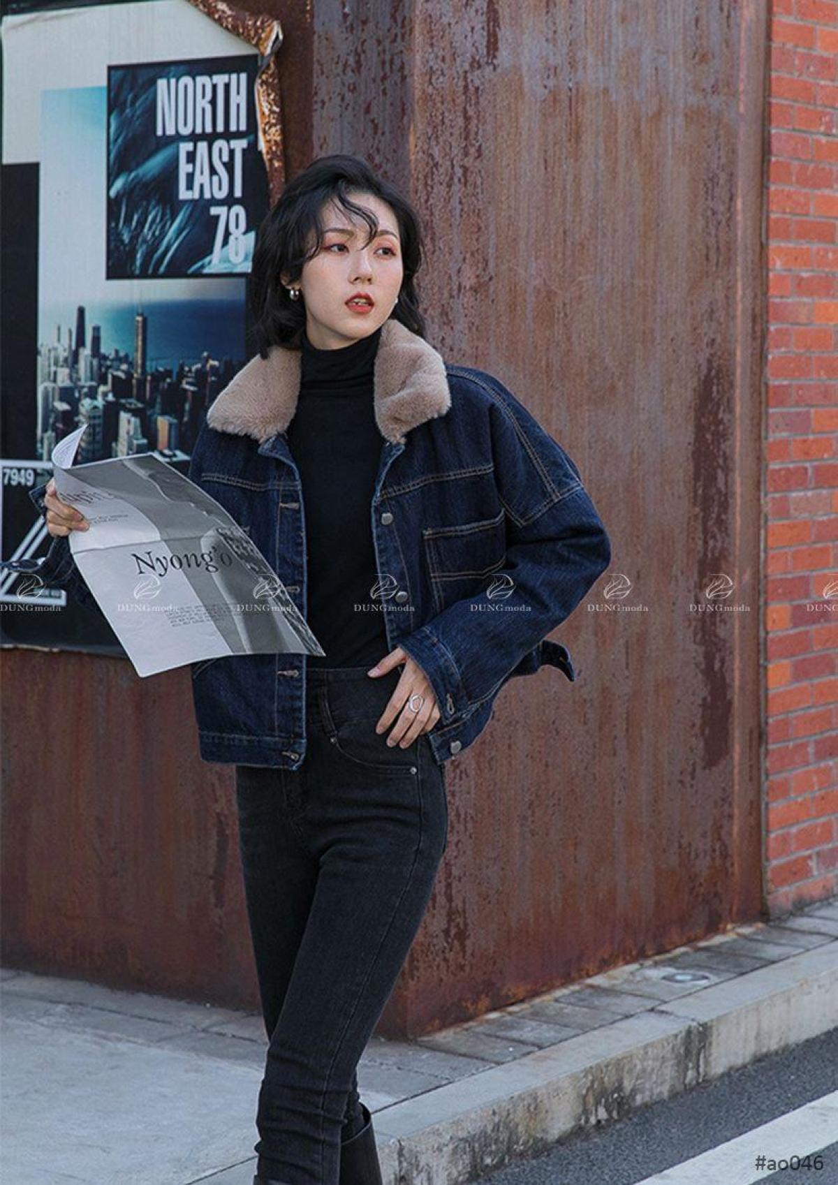 Áo Jean Cổ Lông QC AO046, ảnh 6