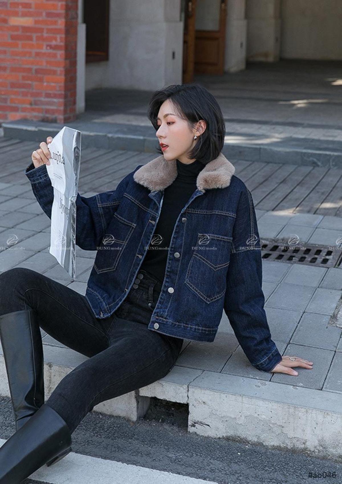 Áo Jean Cổ Lông QC AO046, ảnh 7