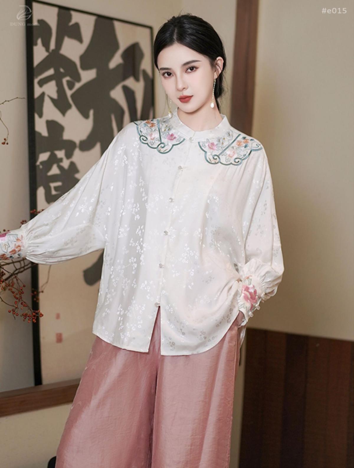 Áo Lụa Thêu Quảng Châu E015 3003, ảnh 3