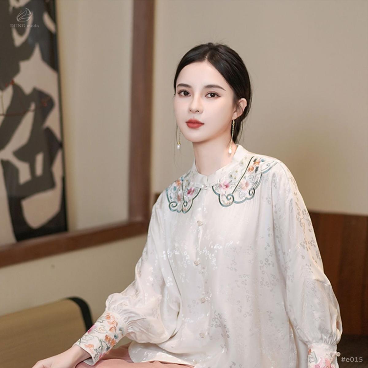 Áo Lụa Thêu Quảng Châu E015 3003, ảnh 4