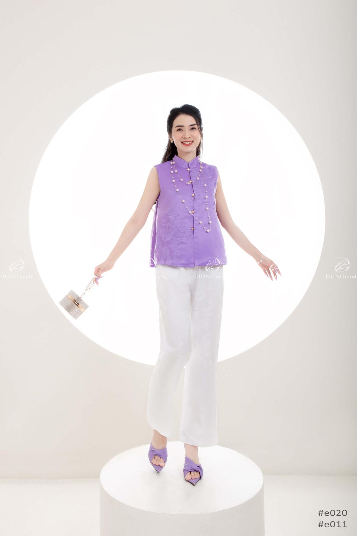 Áo Lụa Thêu Quảng Châu E020 7032, ảnh 2