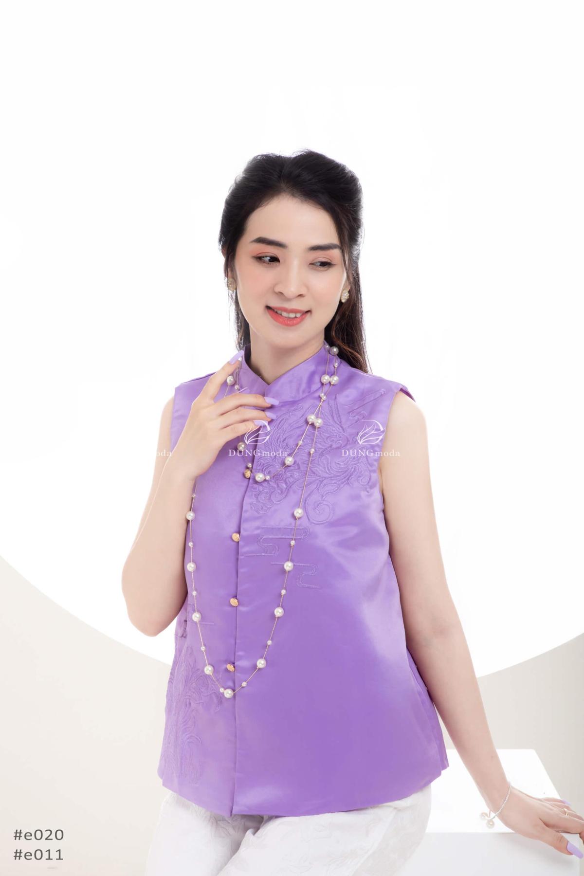 Áo Lụa Thêu Quảng Châu E020 7032, ảnh 3