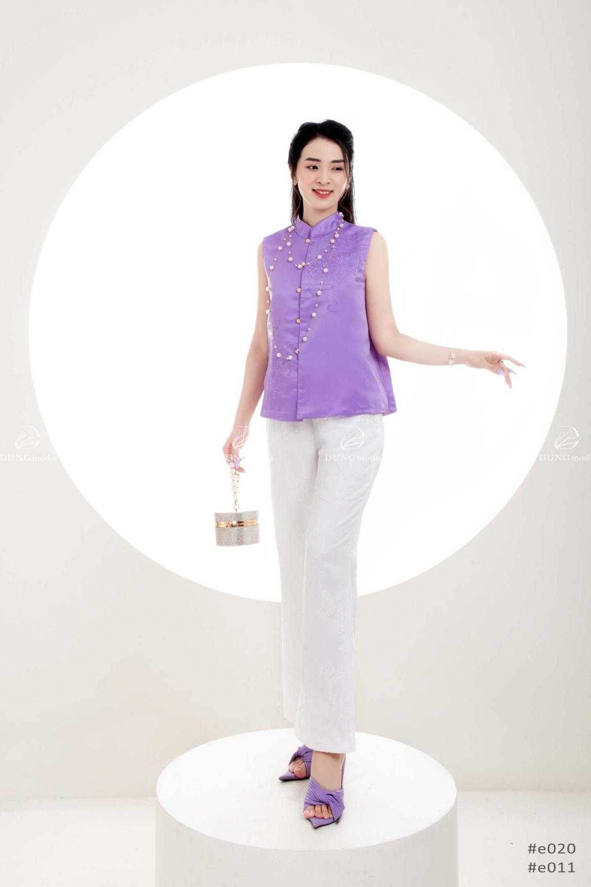 Áo Lụa Thêu Quảng Châu E020 7032, ảnh 4
