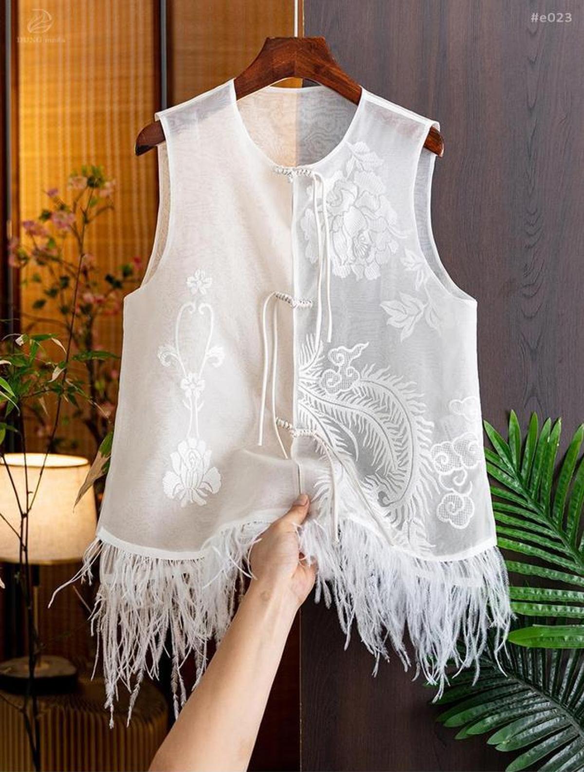 Áo Lụa Thêu Quảng Châu E023 0016, ảnh 8