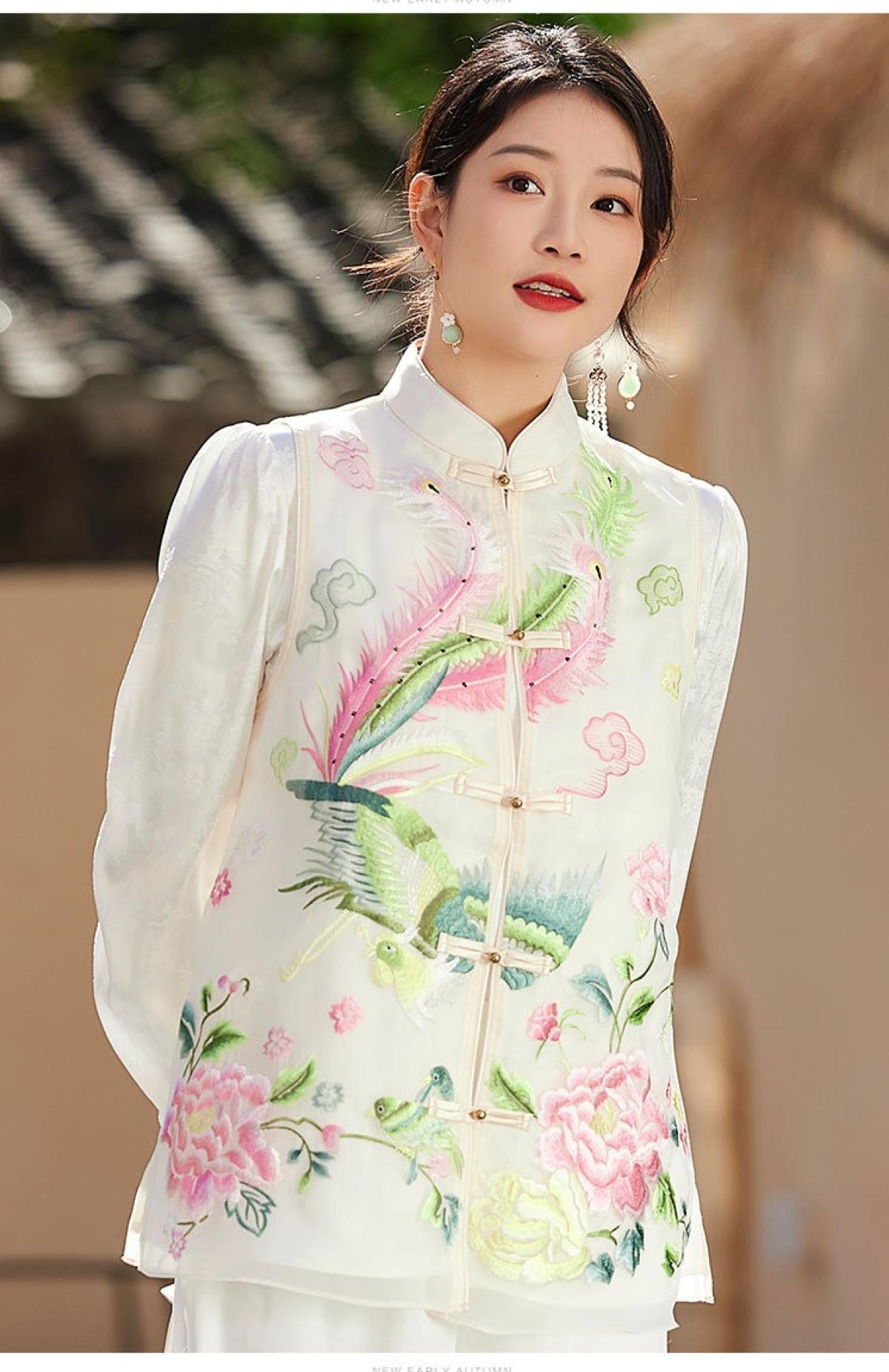 Áo Lụa Thêu QC E027, ảnh 2