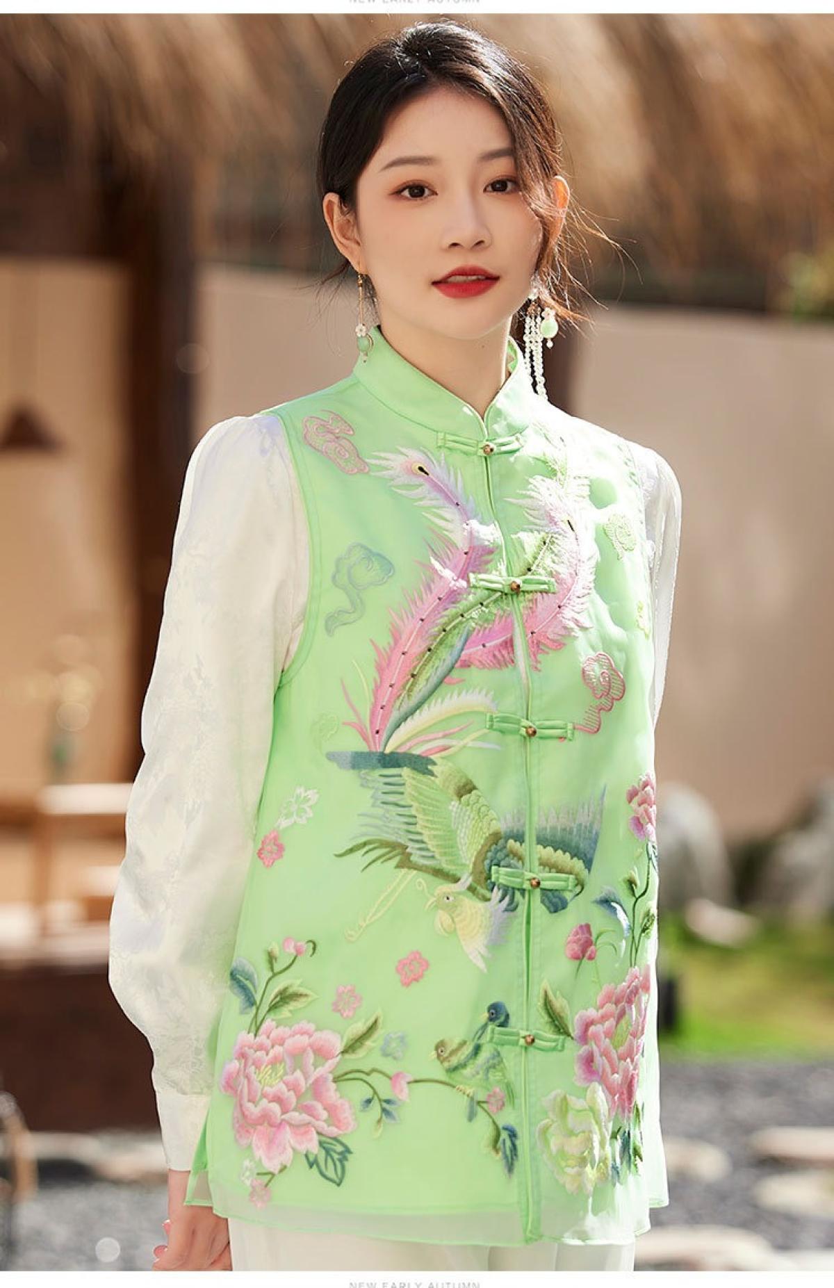 Áo Lụa Thêu QC E027, ảnh 1