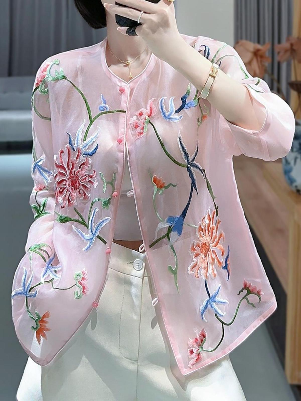 Áo Lụa Thêu QC E028 7639, ảnh 5