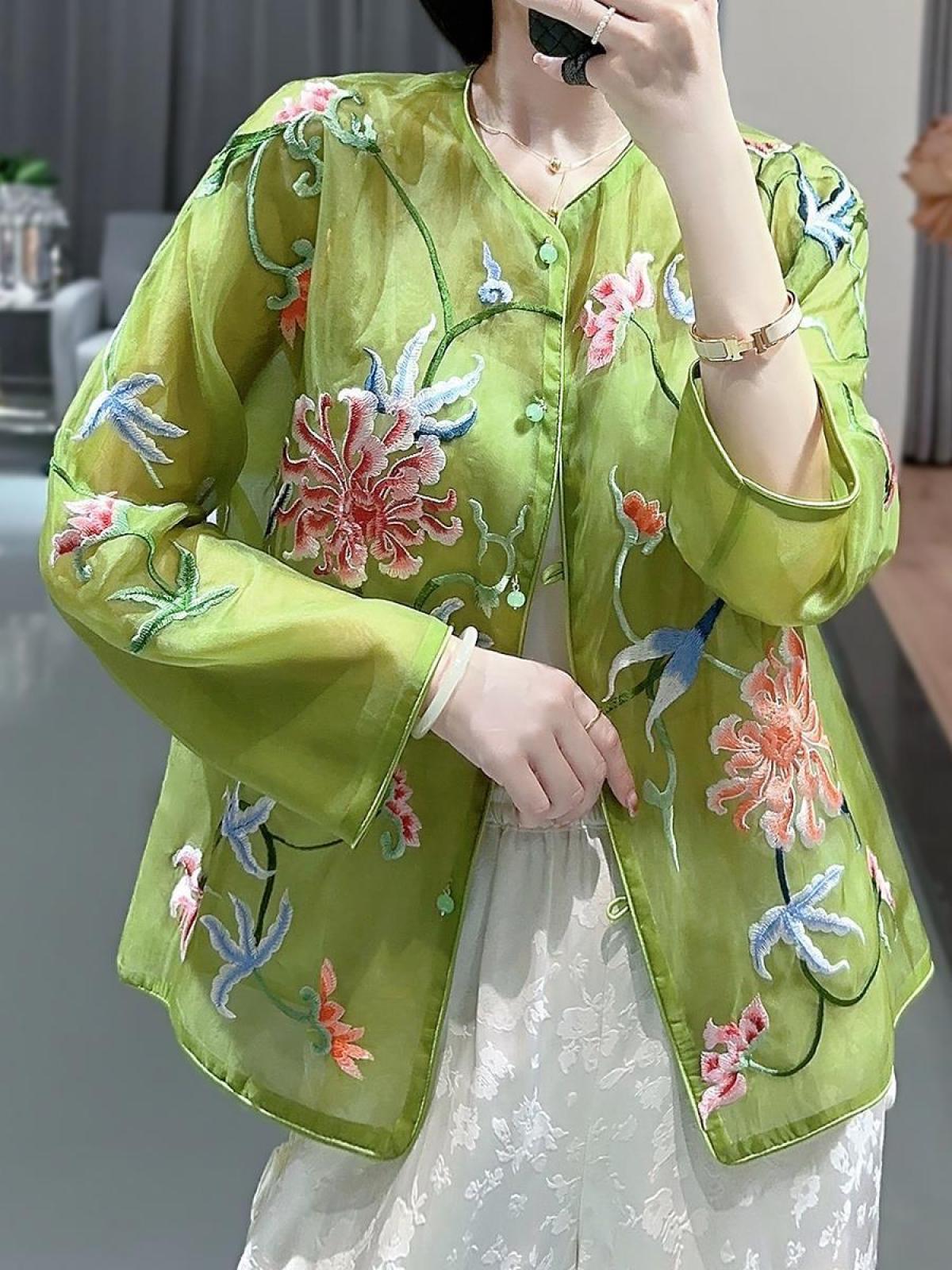 Áo Lụa Thêu QC E028 7639, ảnh 1