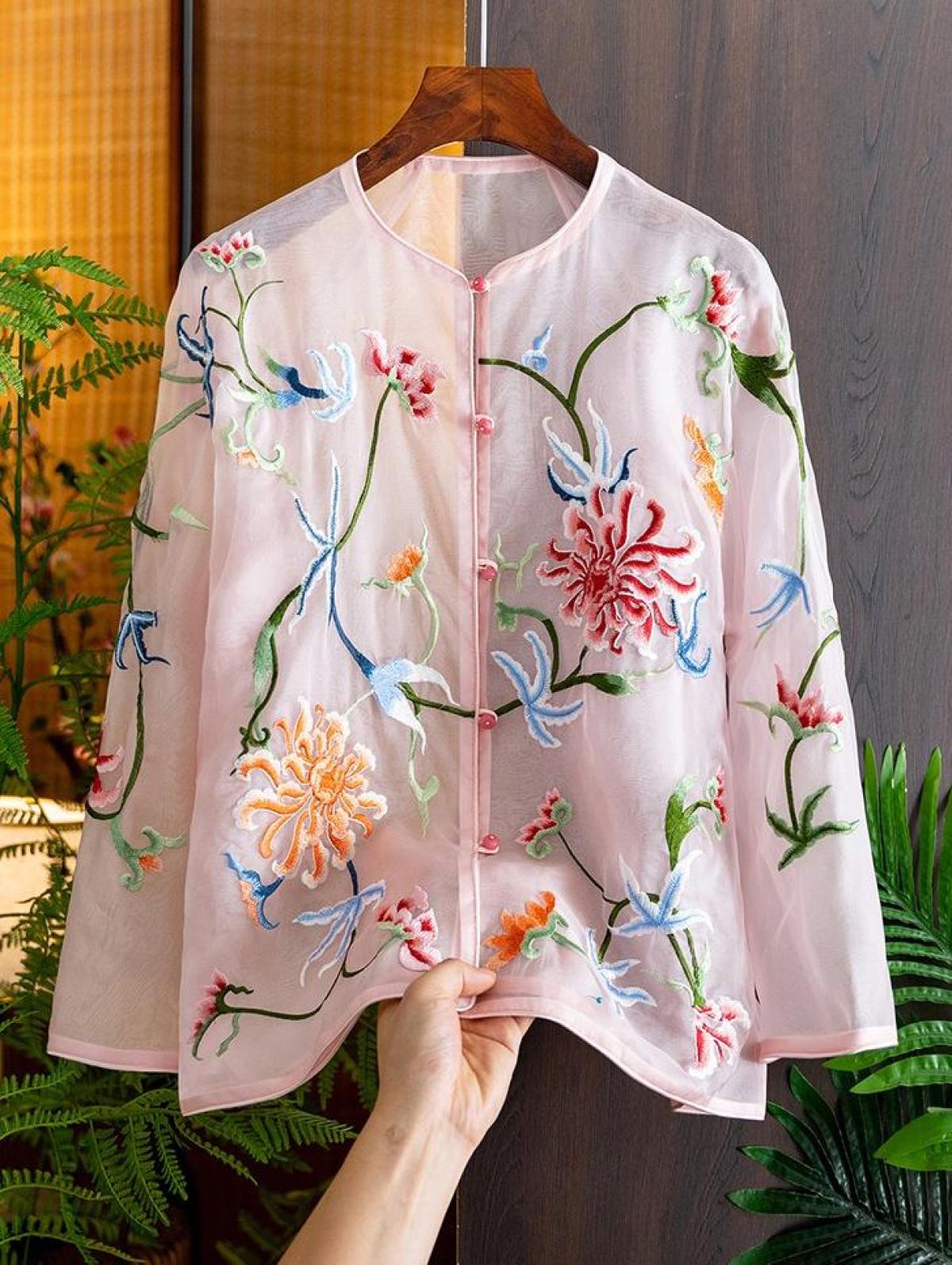Áo Lụa Thêu QC E028 7639, ảnh 6