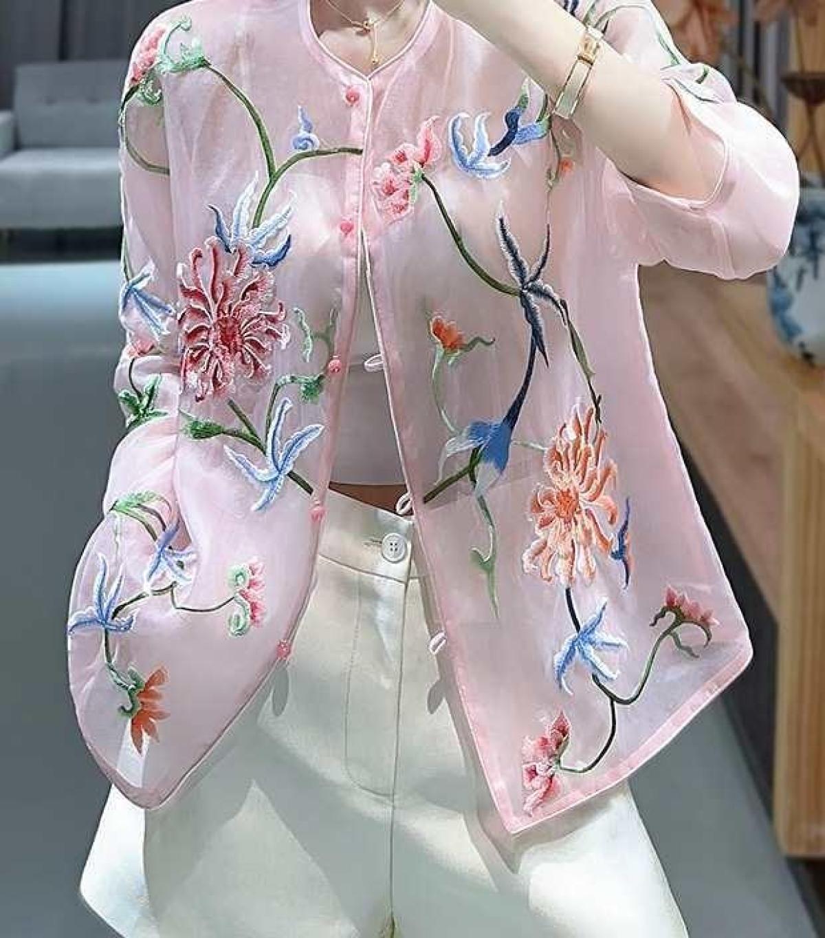 Áo Lụa Thêu QC E028 7639, ảnh 2