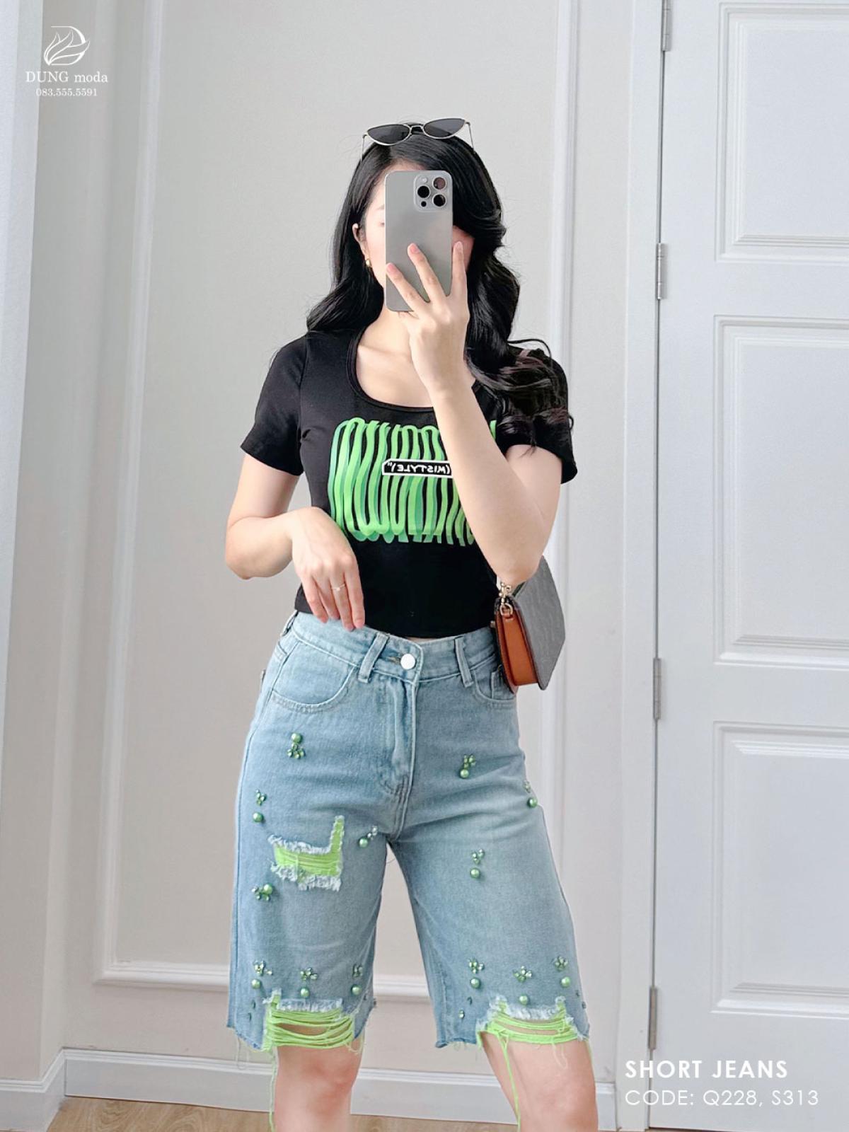 Quần Short Jean Q228 A6185, ảnh 10