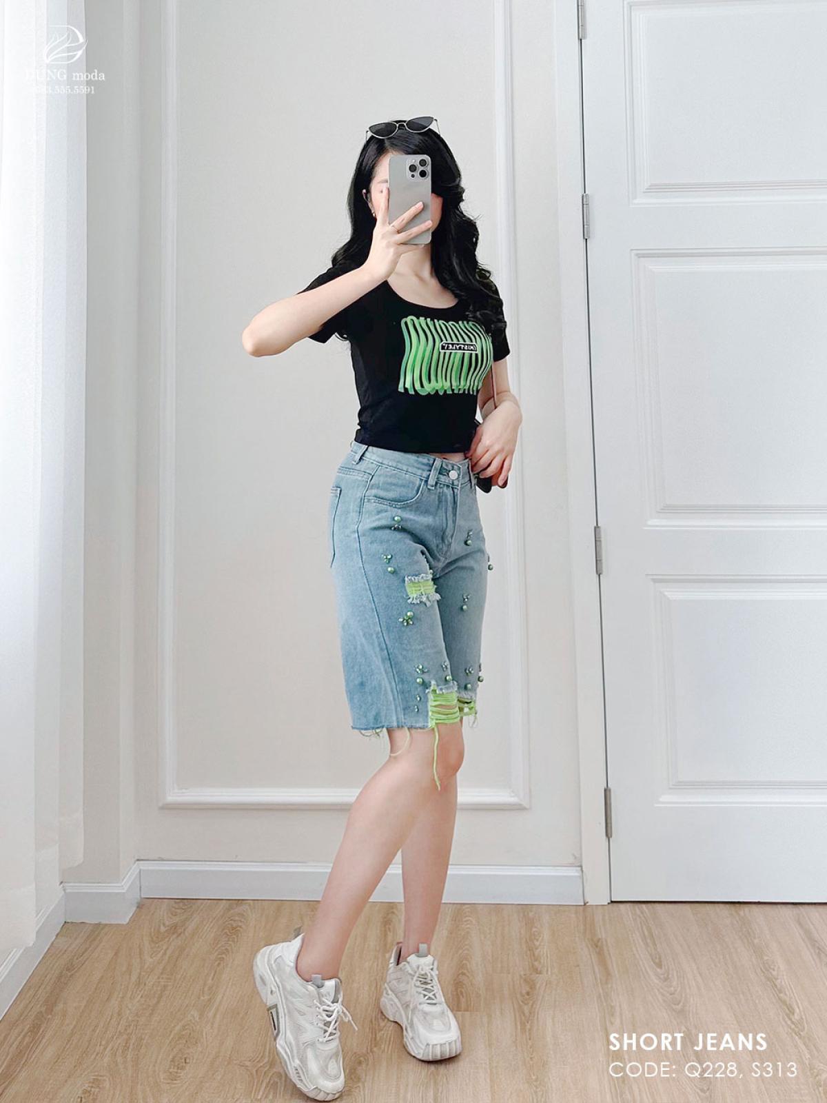 Quần Short Jean Q228 A6185, ảnh 7