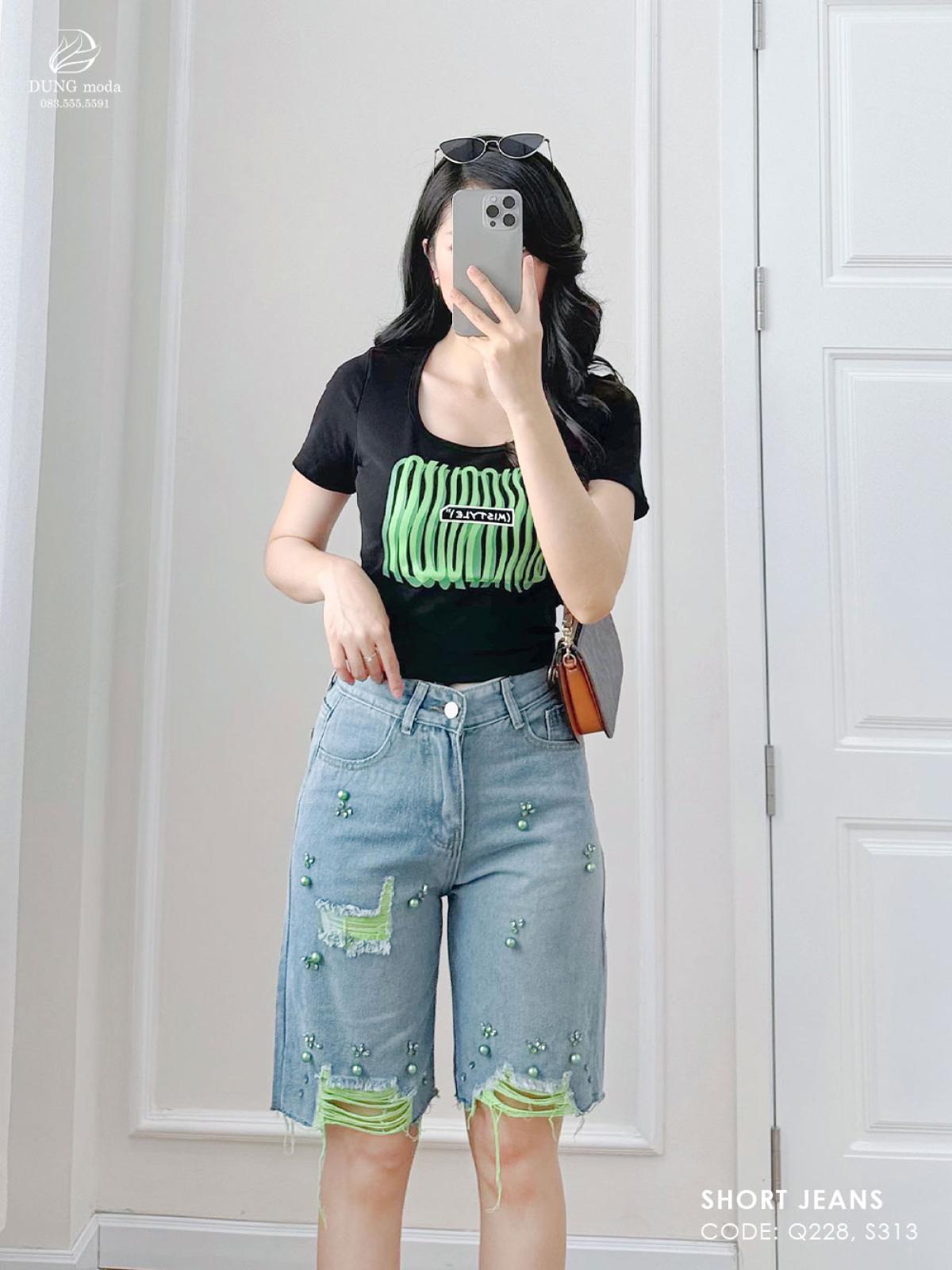 Quần Short Jean Q228 A6185, ảnh 11