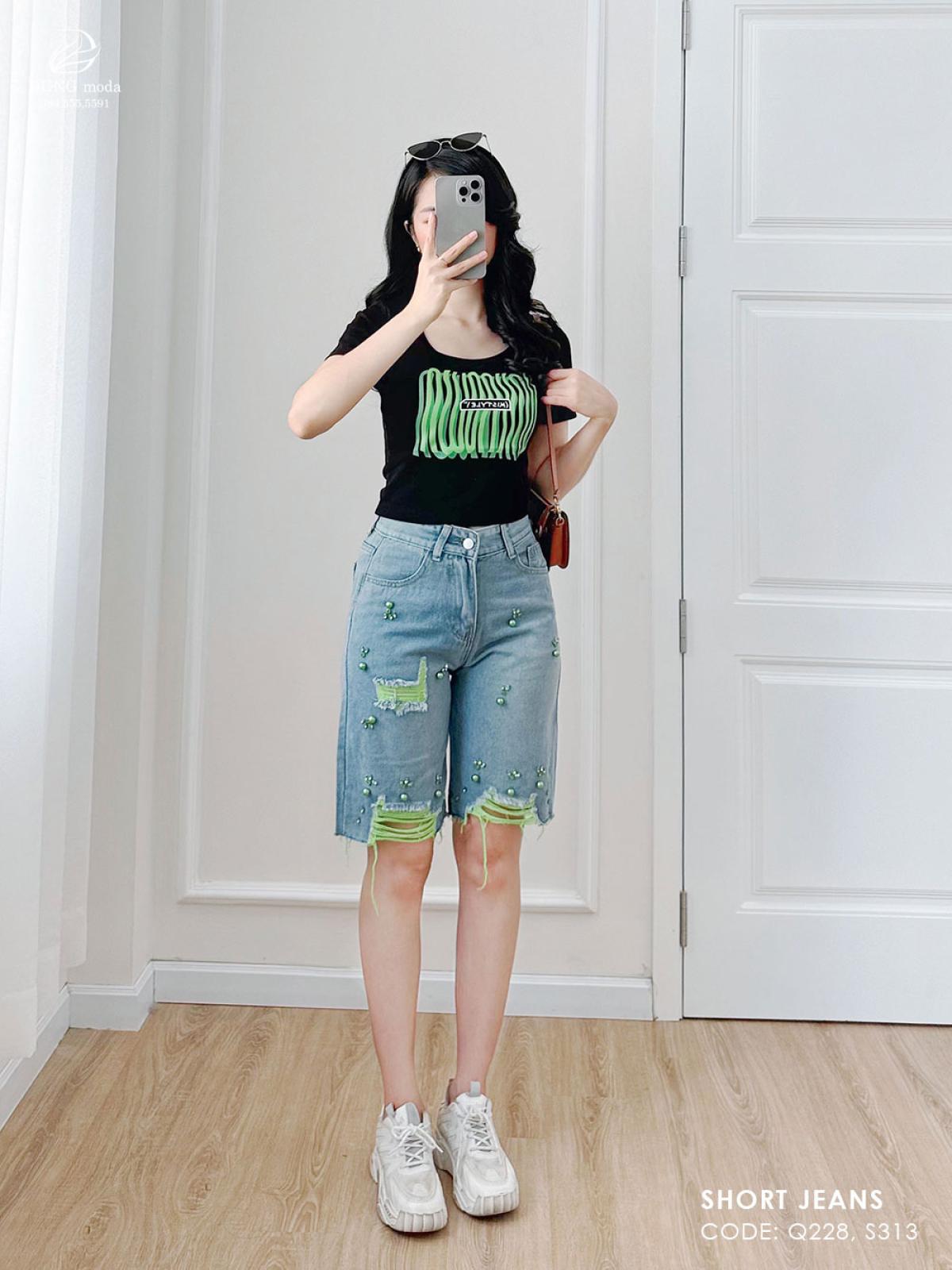 Quần Short Jean Q228 A6185, ảnh 9