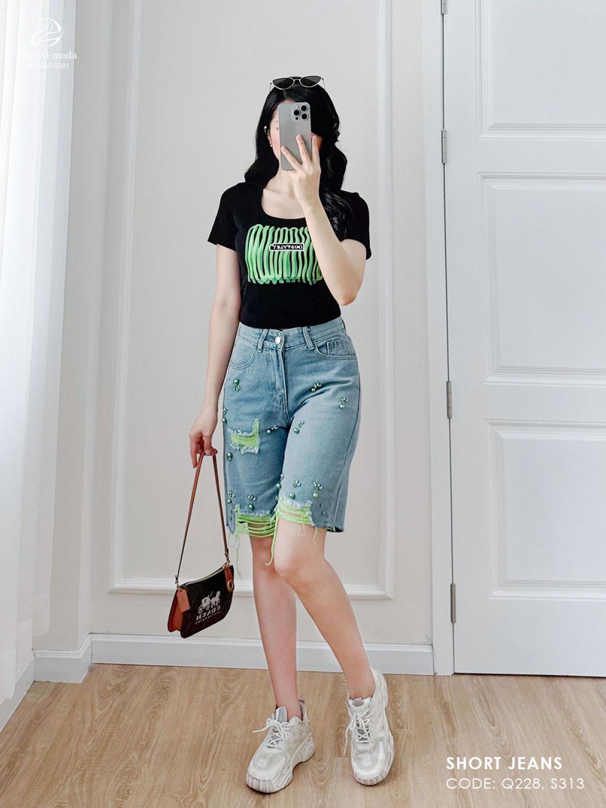 Quần Short Jean Q228 A6185, ảnh 8