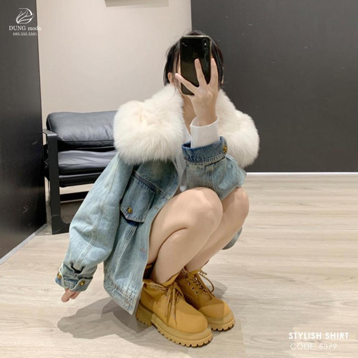 Áo Jean Nữ Cổ Lông S379, ảnh 7