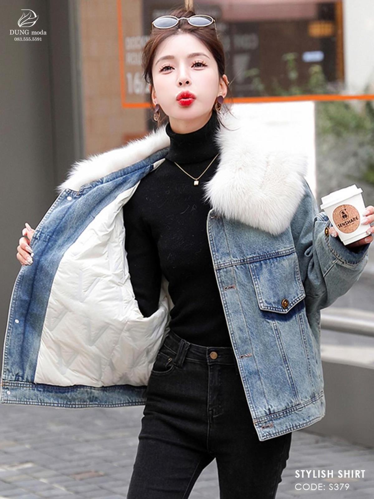 Áo Jean Nữ Cổ Lông S379, ảnh 4