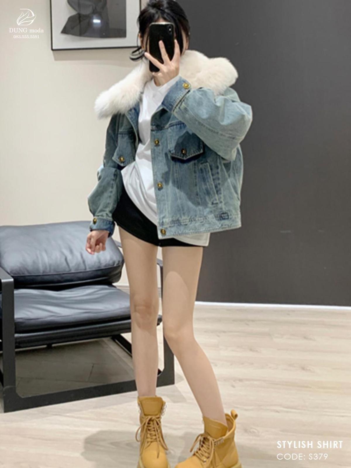 Áo Jean Nữ Cổ Lông S379, ảnh 5
