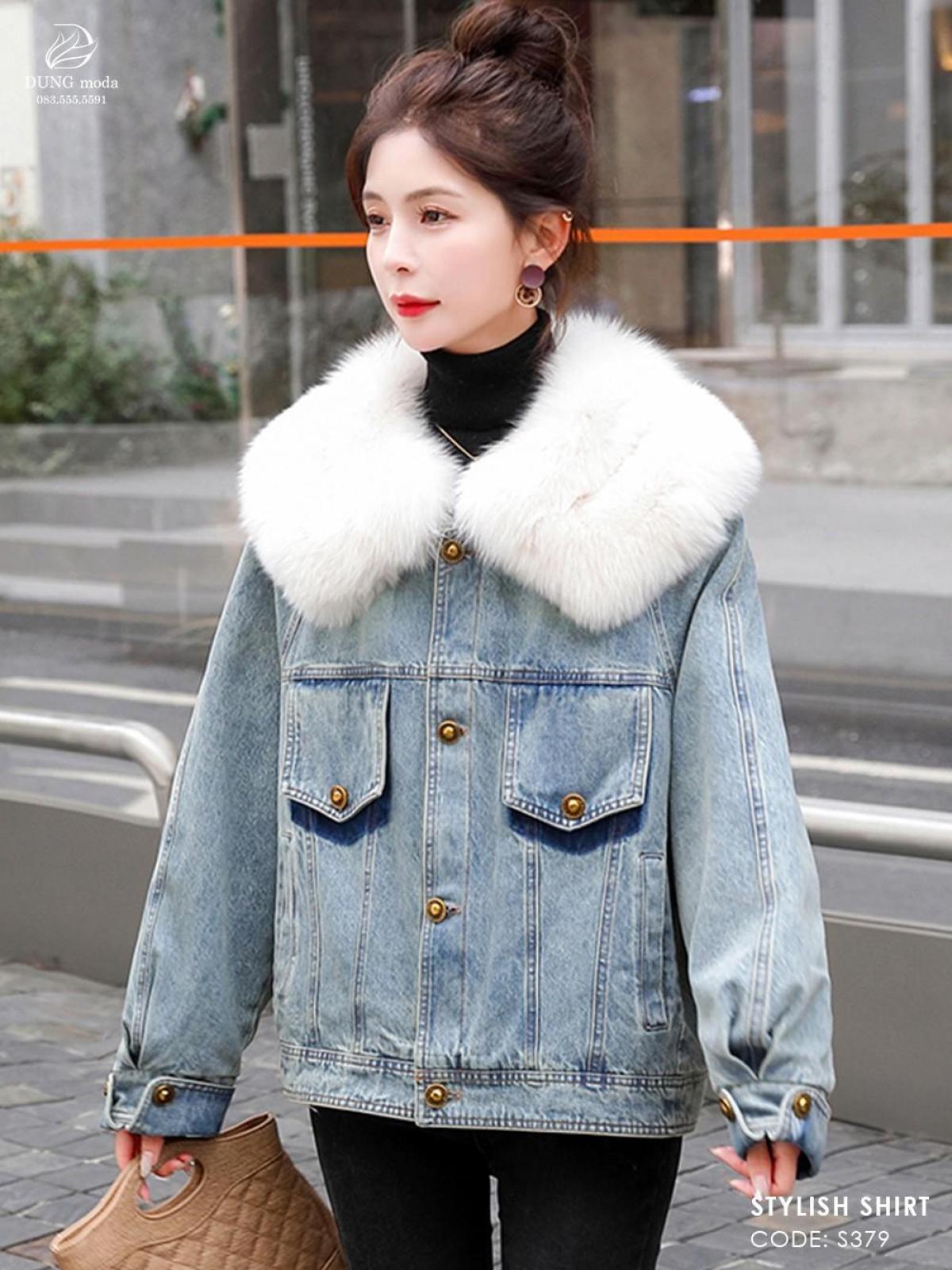 Áo Jean Nữ Cổ Lông S379, ảnh 8
