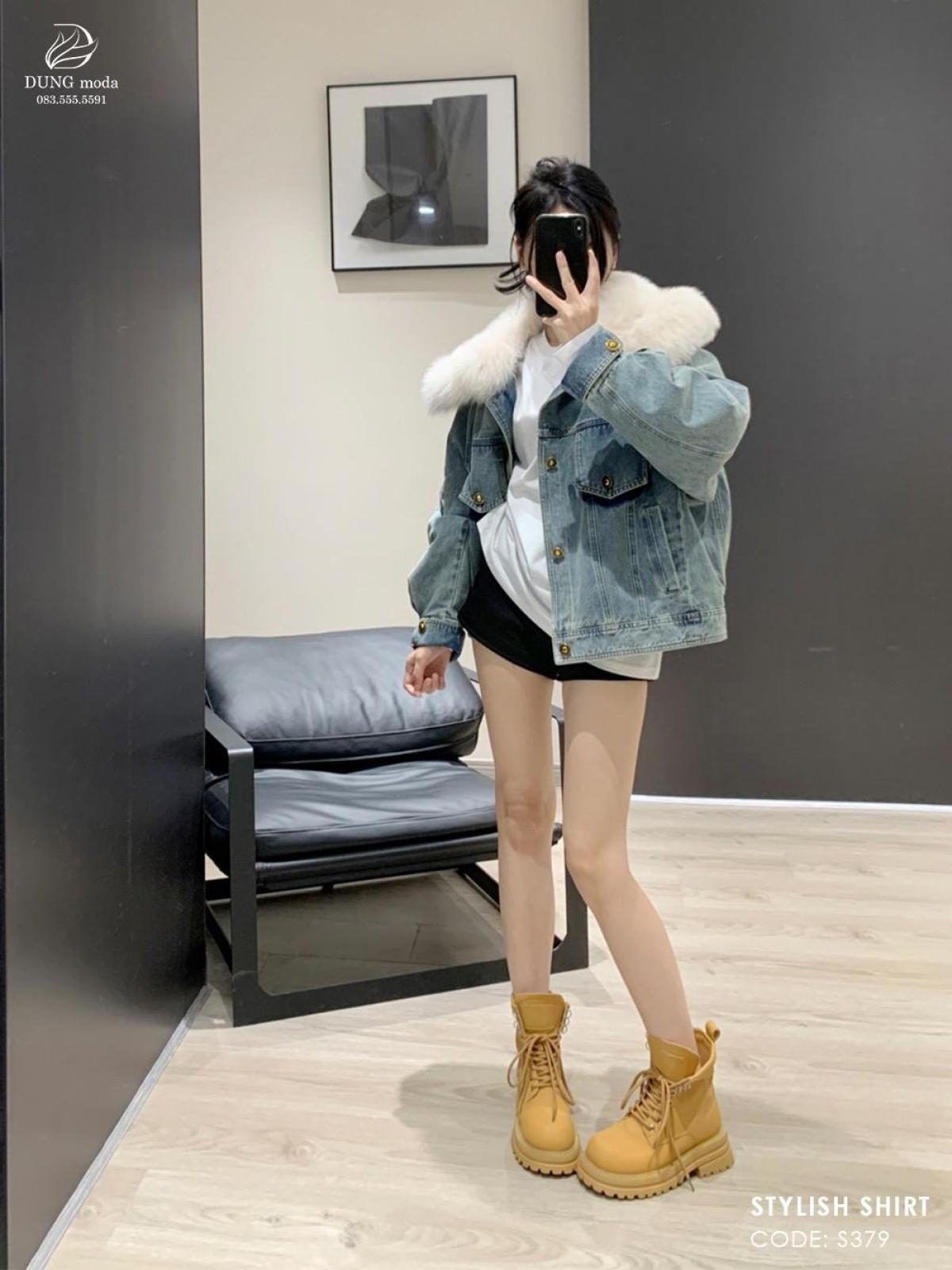 Áo Jean Nữ Cổ Lông S379, ảnh 9